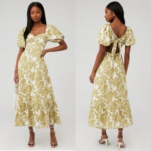 English Factory Floral Sweetheart Cutout Maxi Dress Puff Sleeve – Size Small